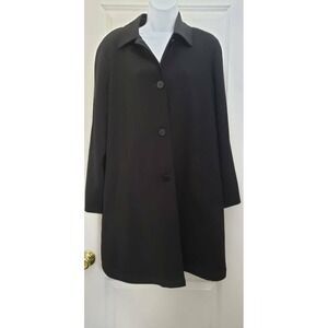 London Fog Black Button Front Classic Trench Coat Women Size S Regular